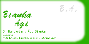 bianka agi business card